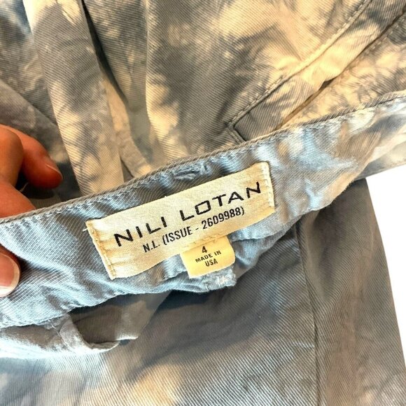 Nili Lotan East Hampton Pants Size 4 Light Blue Tie Dye Cotton Blend Casual - Picture 6 of 8